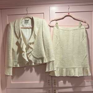 Chic Cream Skirt Set with Ruffle Detail